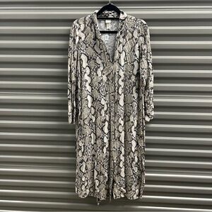 Snake Print Belted Shirt Dress
